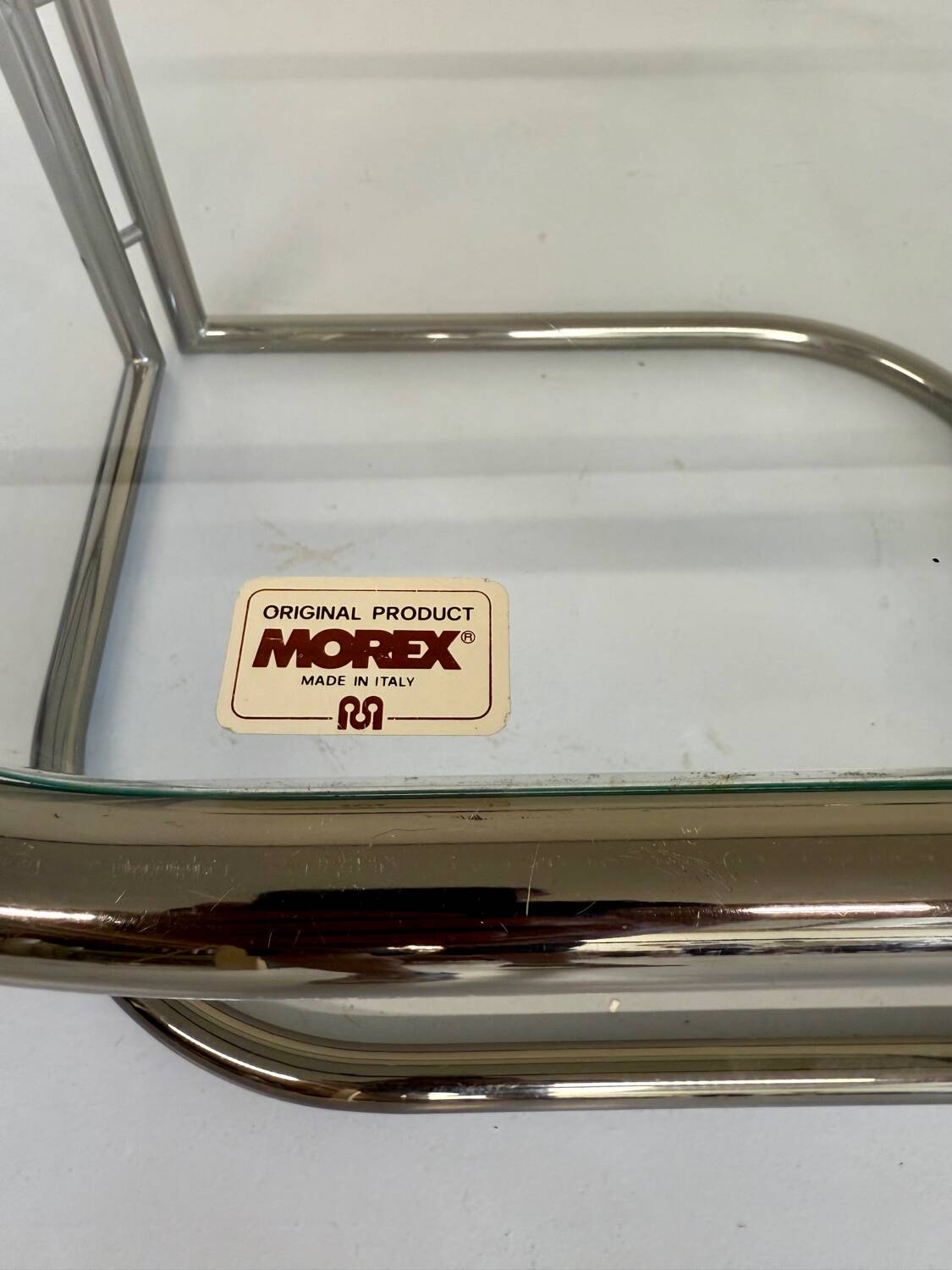Vintage tubular coffee table with glass top, Italian design Morex, 70s