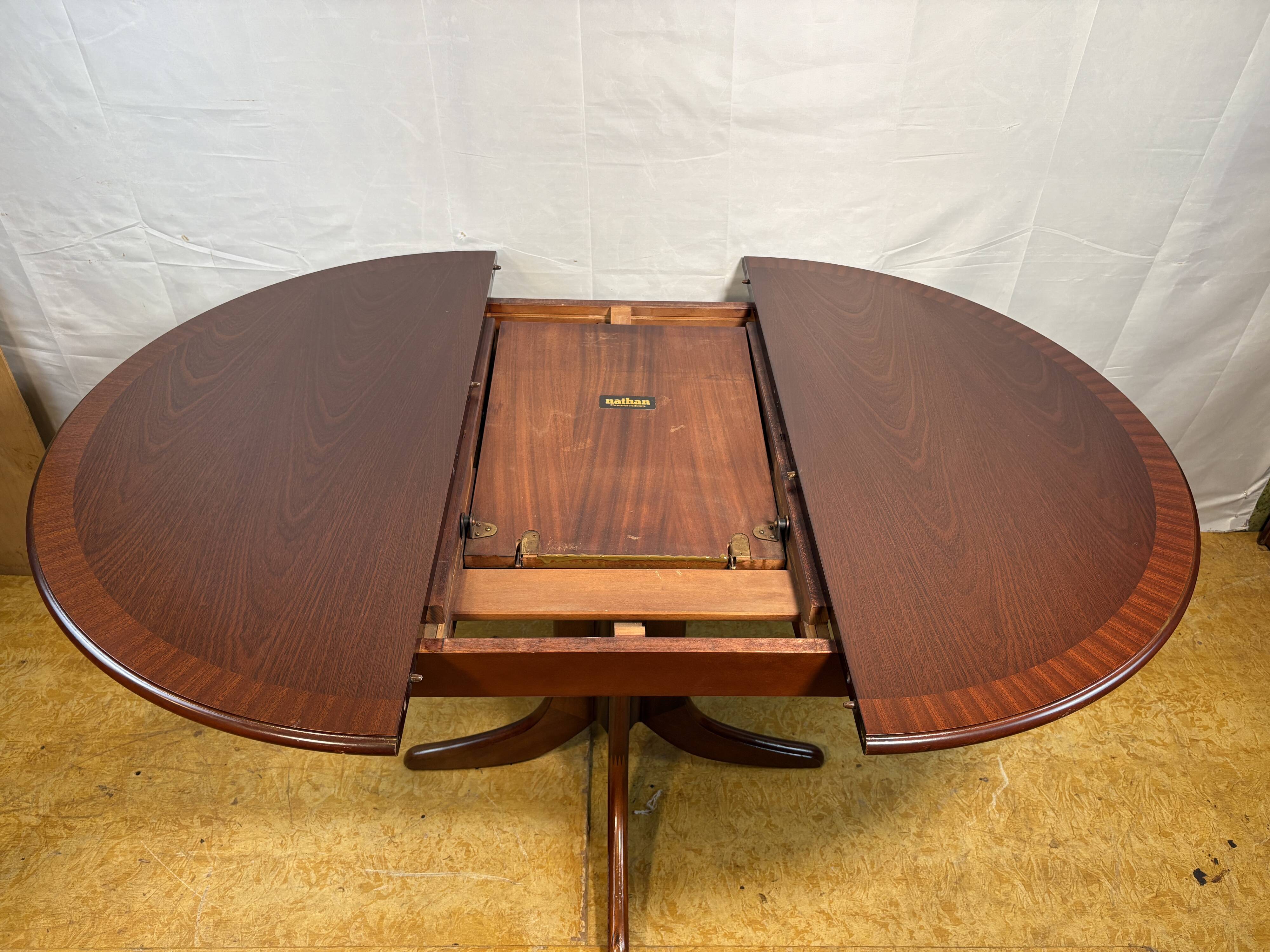 Mid-Century Retro Vintage Teak Round Extending Dining Table by Nathan 1960