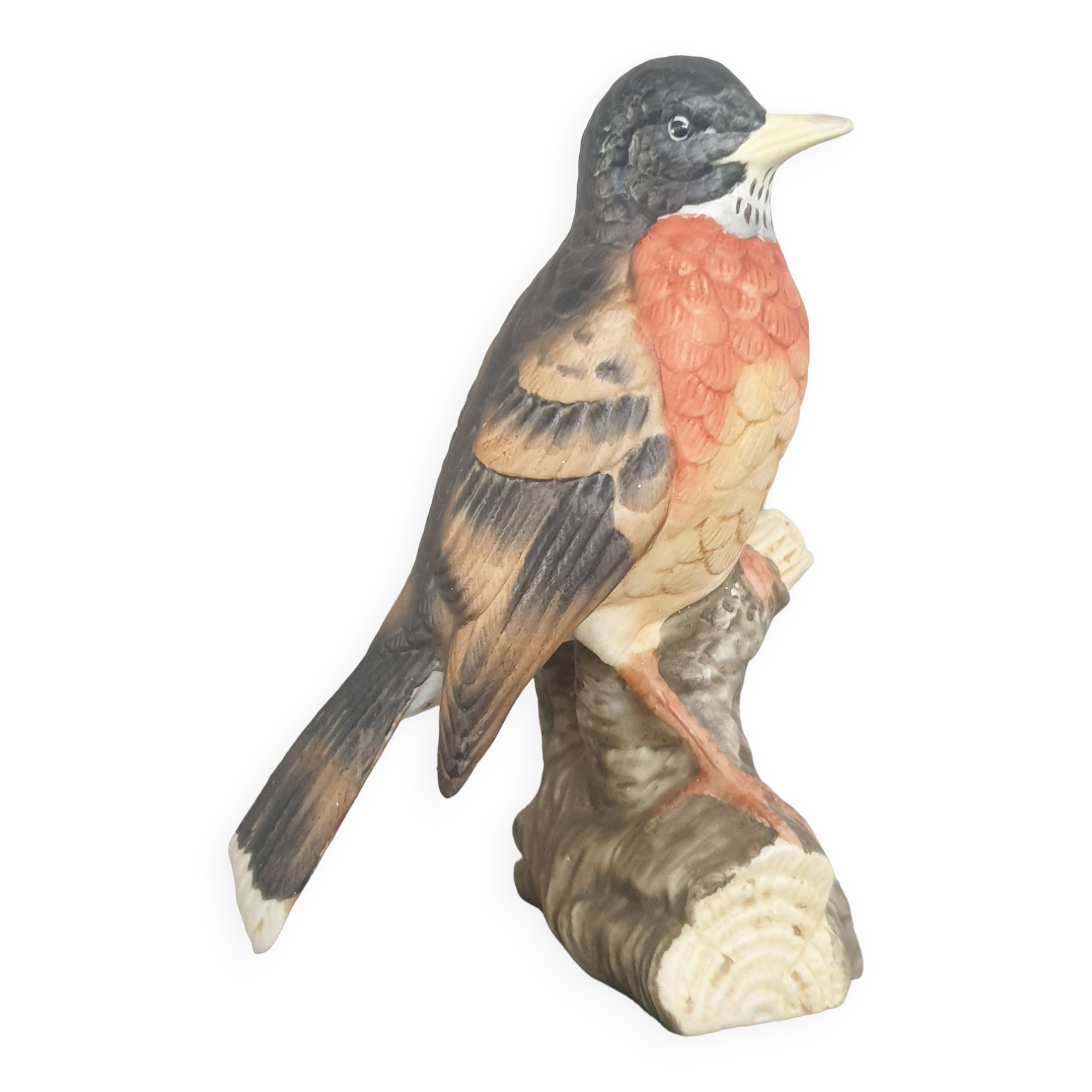 Matte porcelain bird sculpture from Milan by Eda Mann, American Blackbird
