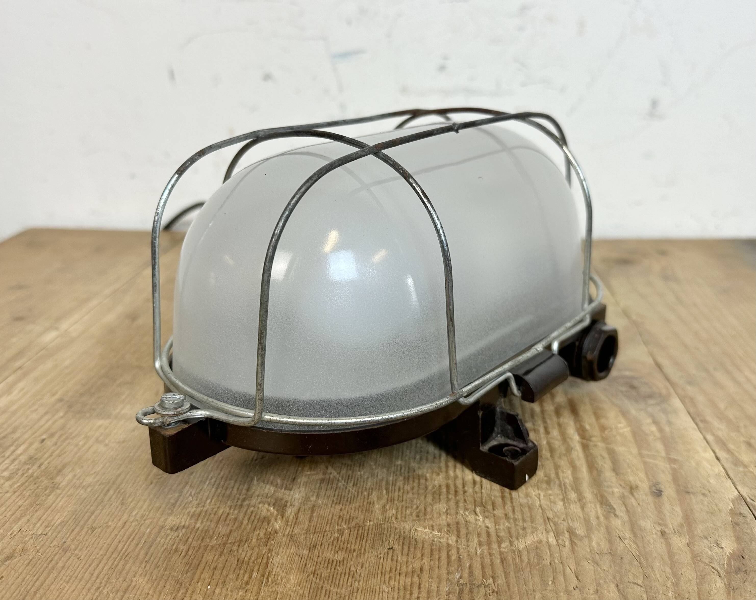 Industrial Brown Bakelite Wall Light with Milk Glass, 1960s