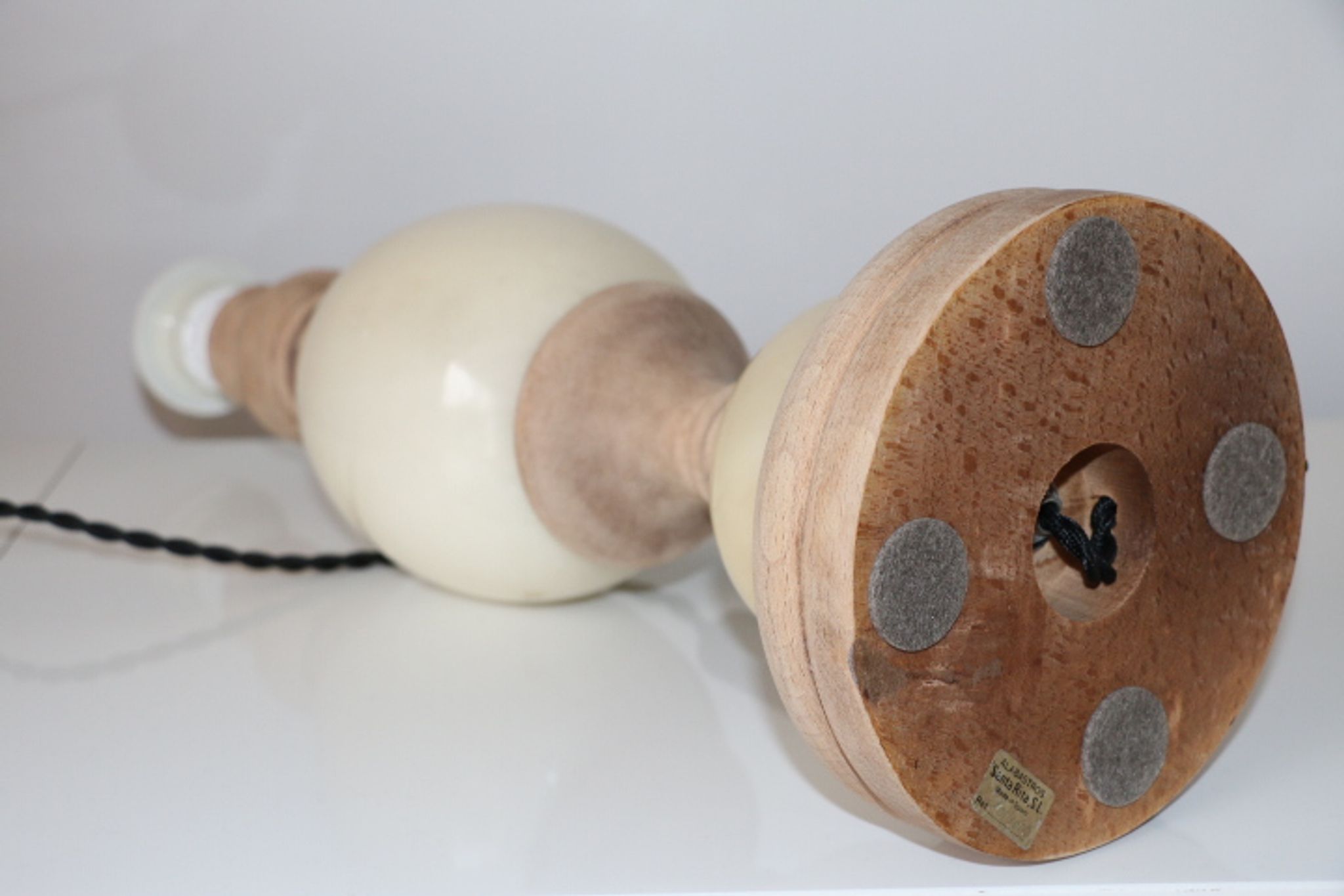 Marble and wood lamp base 400mm (without shade)