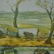 Tableau malgache en soie zébu années 70
