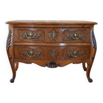 Commode sauteuse style Louis XV provençale en noyer massif