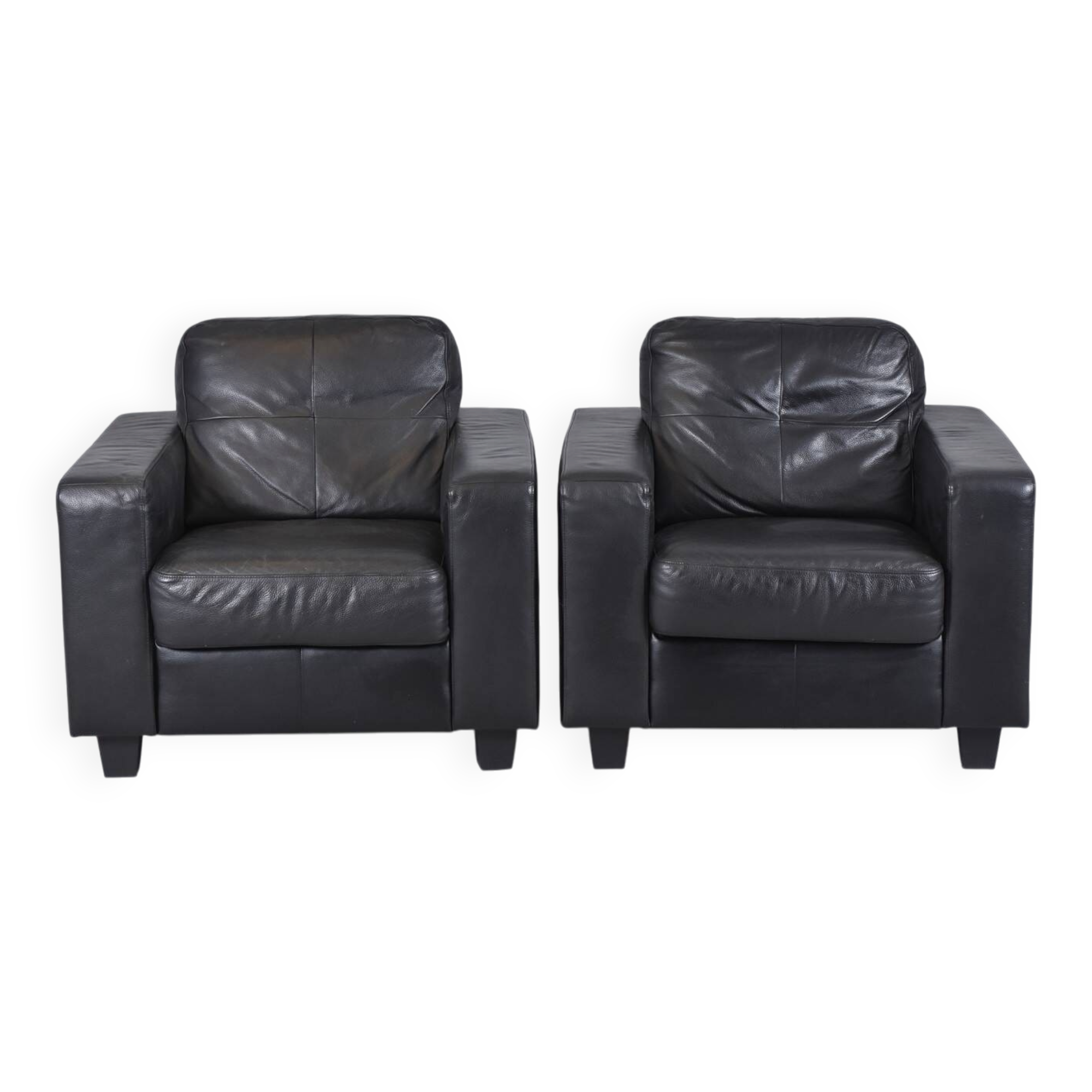 Pair of IKEA “Skogaby” Armchairs in Black Artificial Leather