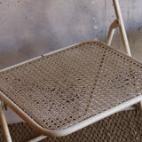 Two metal tanned folding chairs