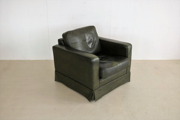 fauteuil club En cuir Vert Vintage