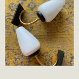 Pair of art deco wall light black and gold - 50s