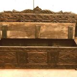 19th century carved ash-style chest bench