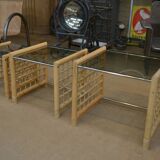 Set of 3 bamboo nesting tables 1960