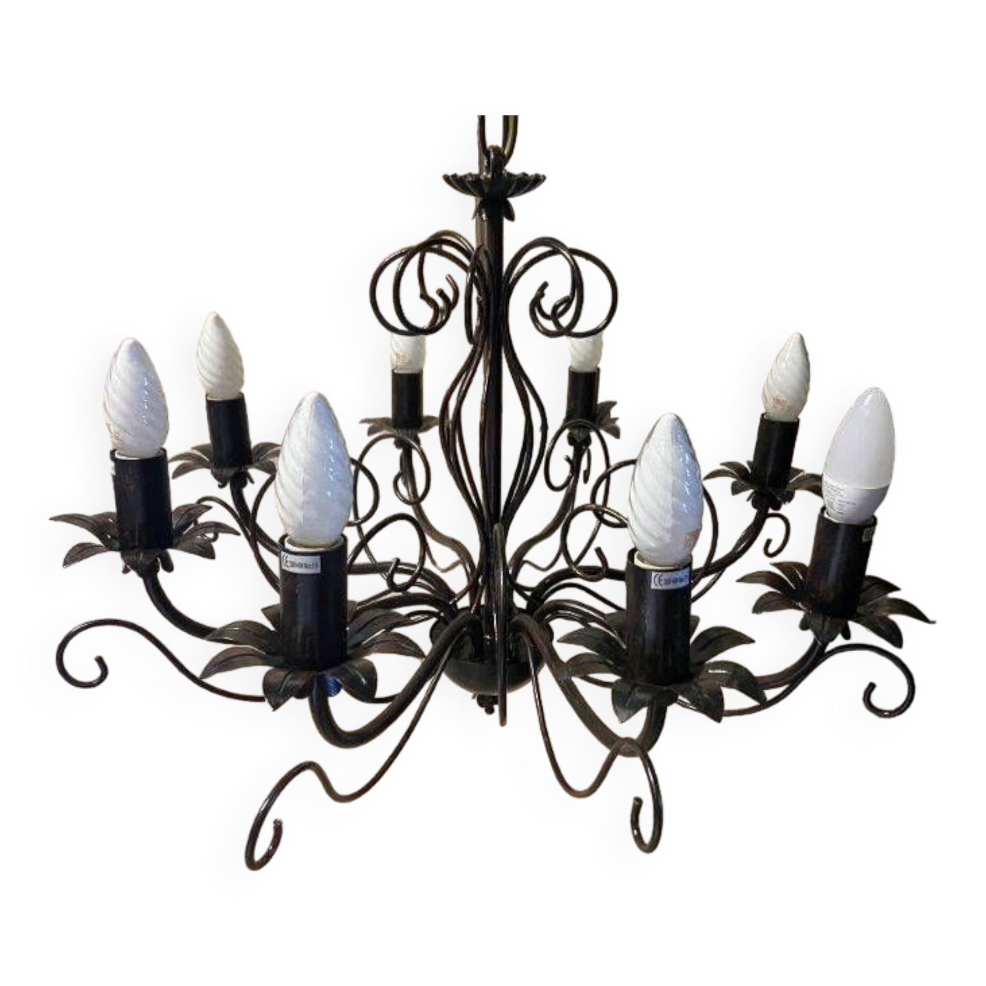 Old large chandelier ceiling light wrought iron popular art deco retro antique france