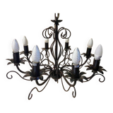 Old large chandelier ceiling light wrought iron popular art deco retro antique france