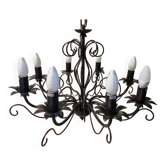 Old large chandelier ceiling light wrought iron popular art deco retro antique france