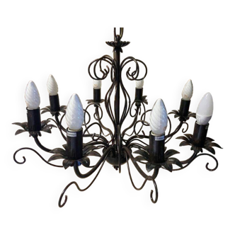 Old large chandelier ceiling light wrought iron popular art deco retro antique france