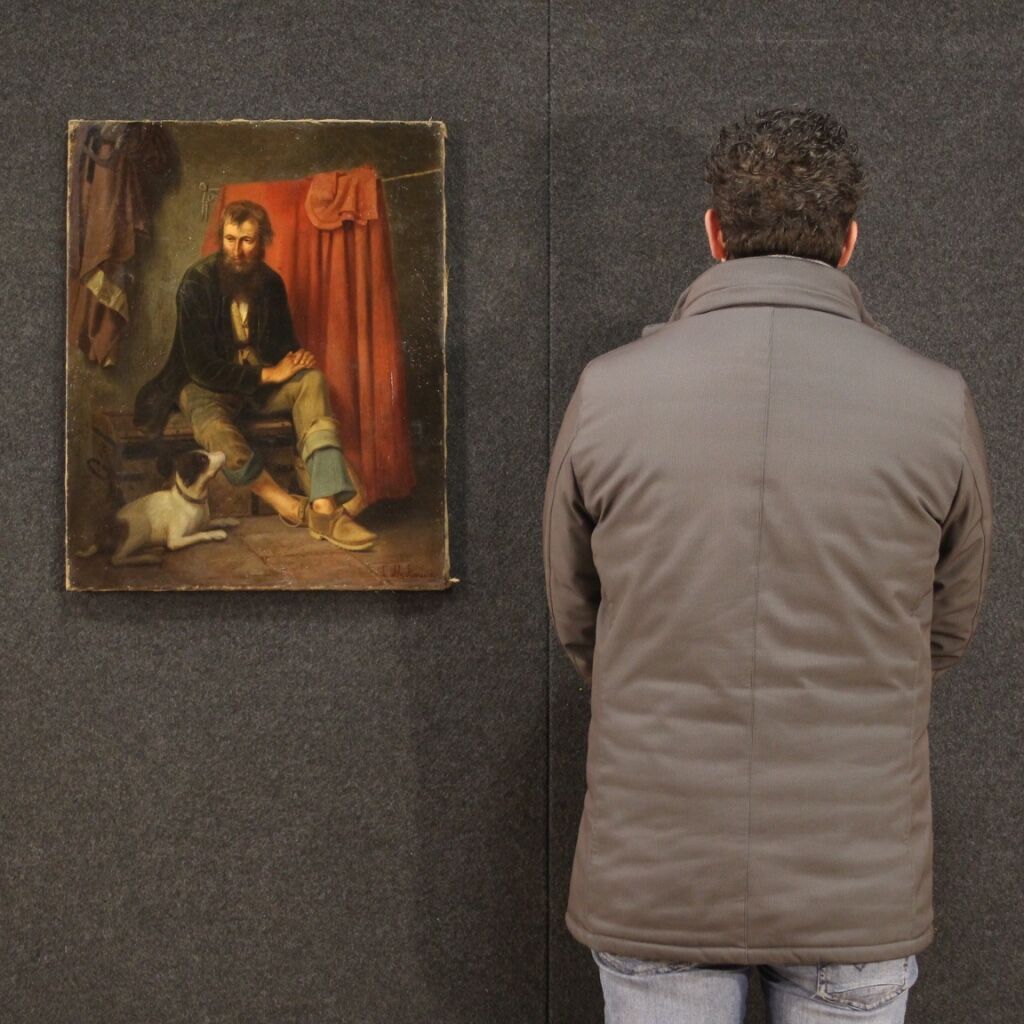 Antique Italian character painting from the 19th century