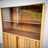 Rattan glazed bookcase