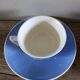 2 coffee cups and saucers pink Digoin Sarreguemines blue Villeroy Boch