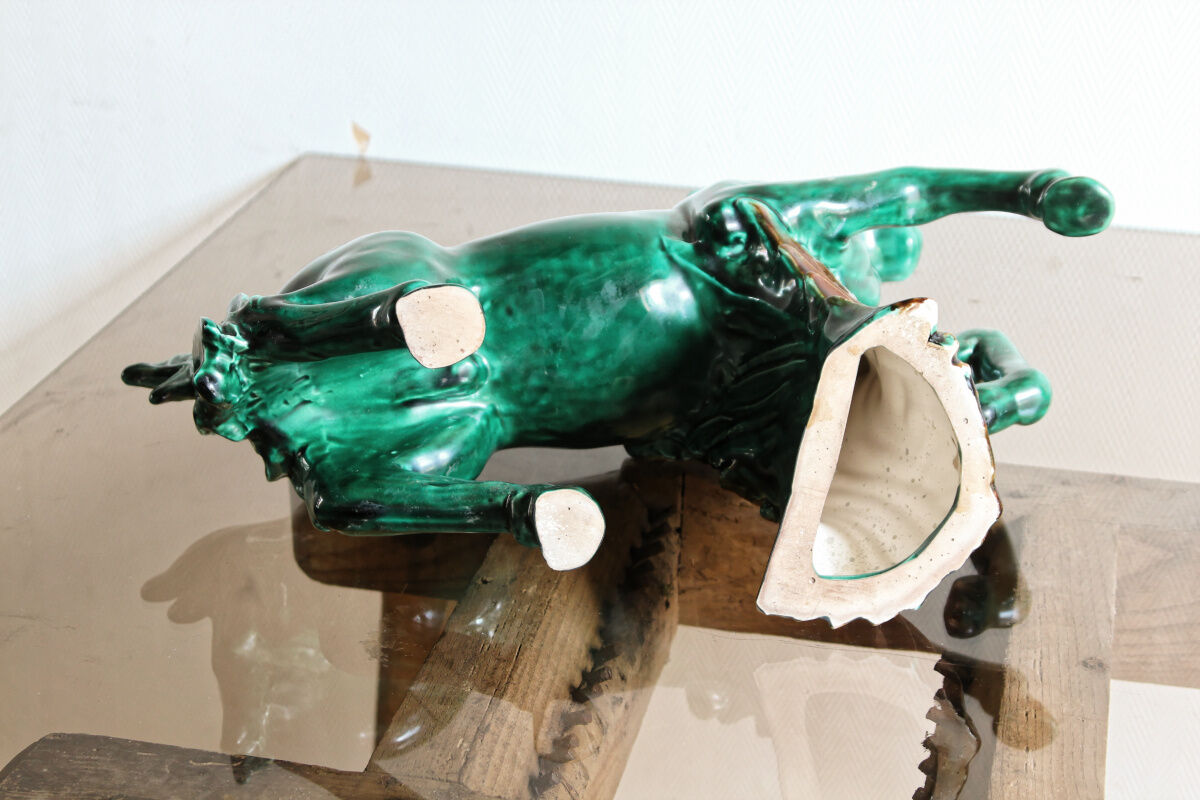 Green earthenware horse