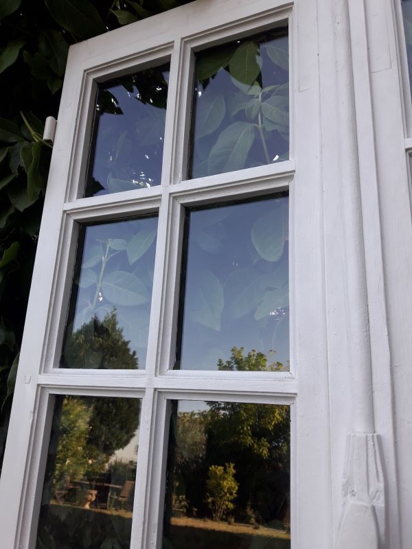 Oak window H96,8xL80,5cm old small tiles