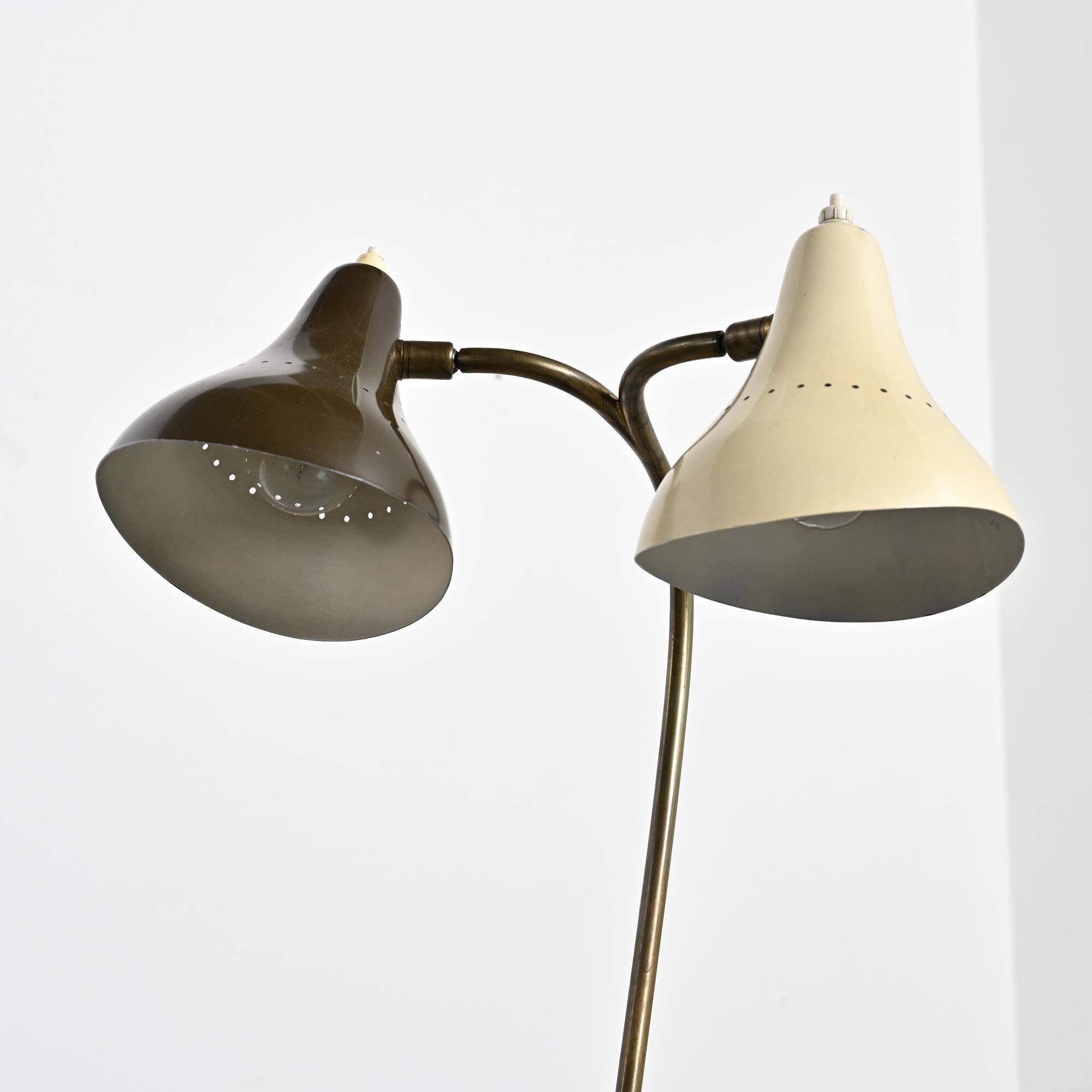 Double-arm adjustable reading floor lamp by J.J.M. Hoogervorst, Anvia, circa 1950.