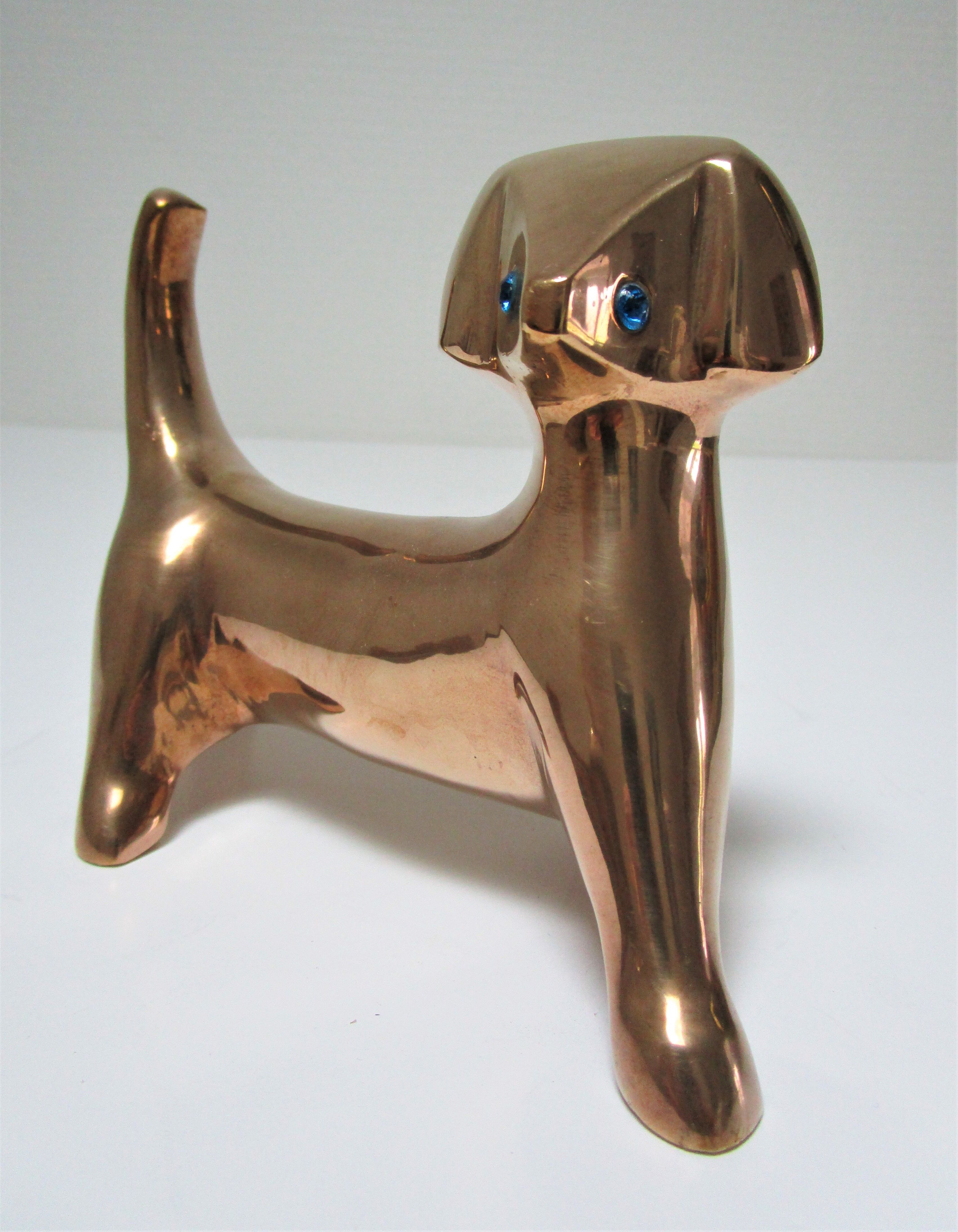 Chien sculptural laiton vintage années 60-70