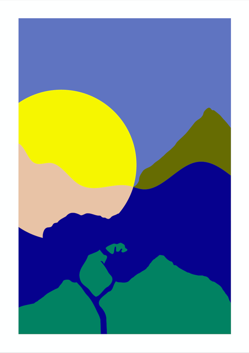 Poster a4, round sun tree 2