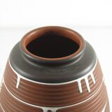 1950s Ceramic Vase with Brown & Black Drip Glaze
