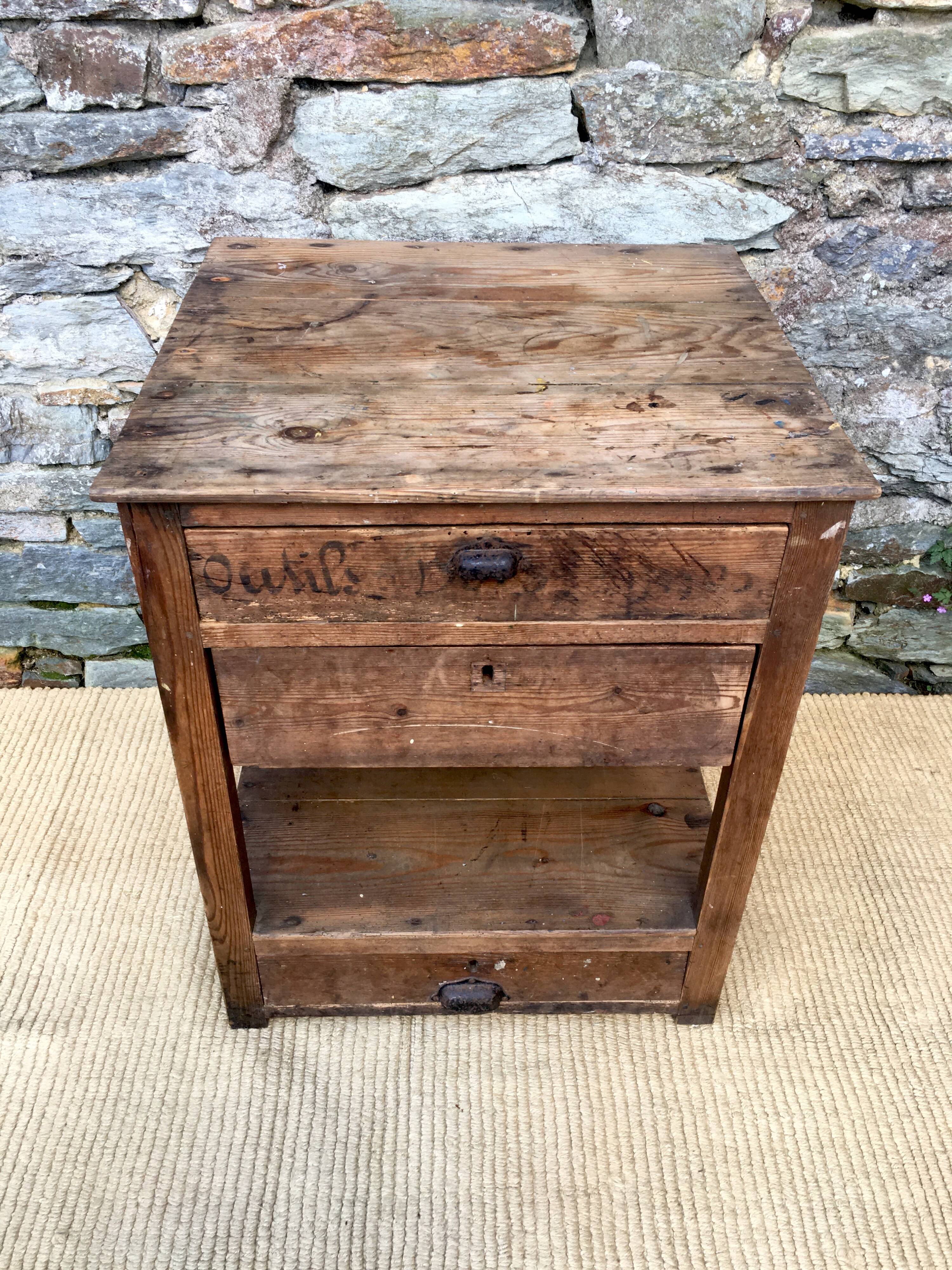 Old wooden workshop cabinet