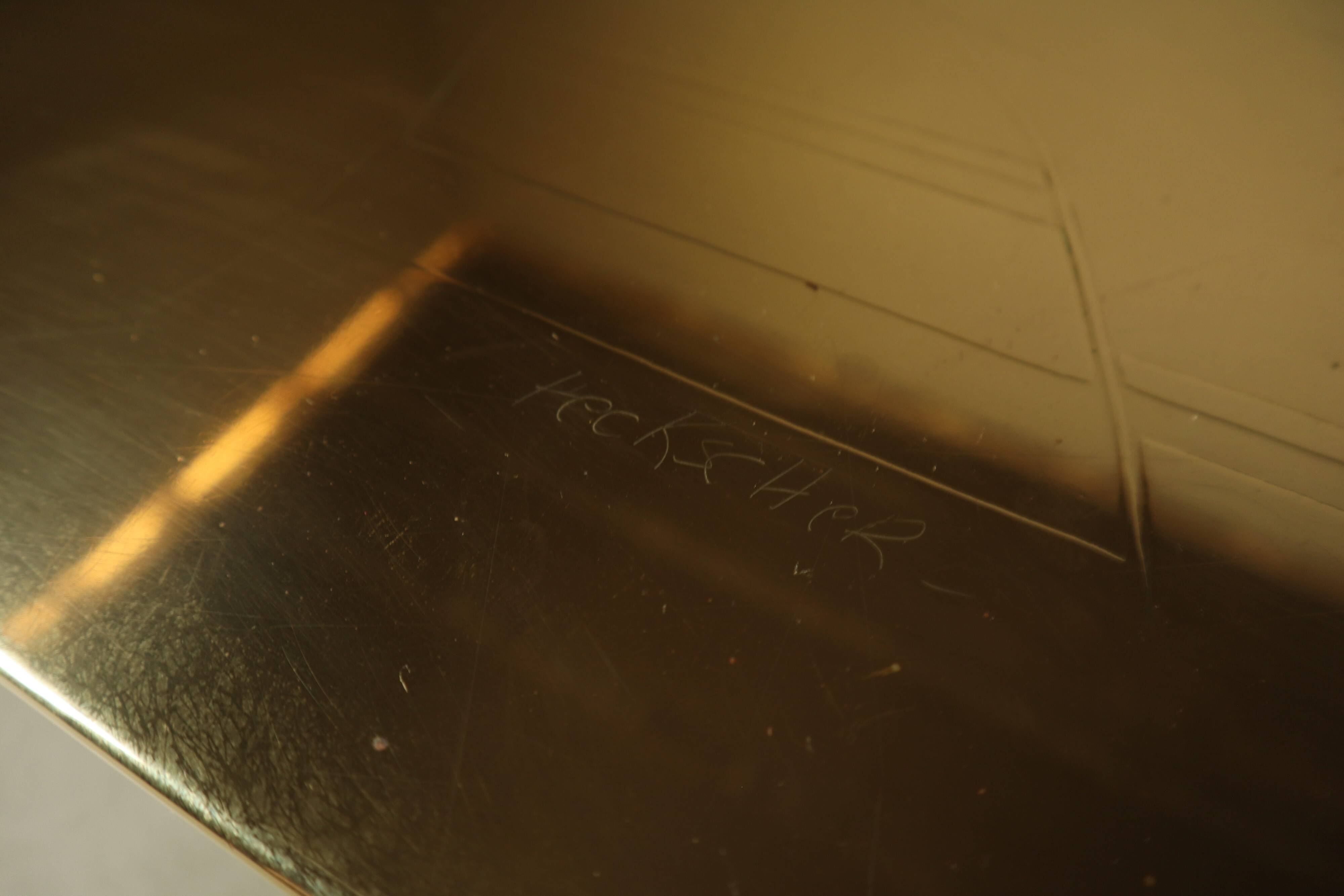 Christian Heckscher etched brass coffee table, Belgium 1970s