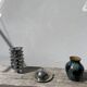 Silver-plated metal butter dish with knots