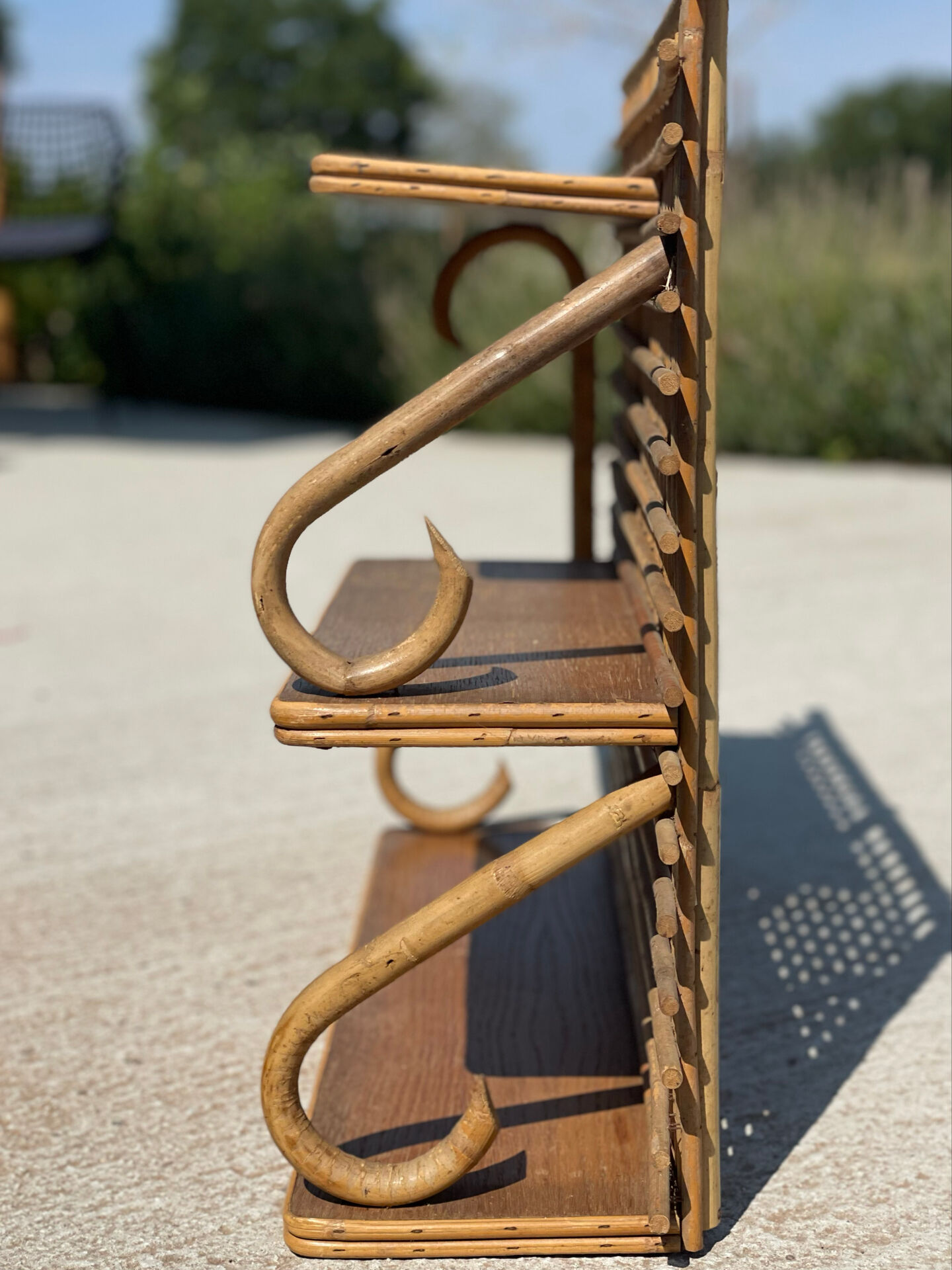 Vintage Rattan and Bamboo Wall Shelf – 1960s/70s