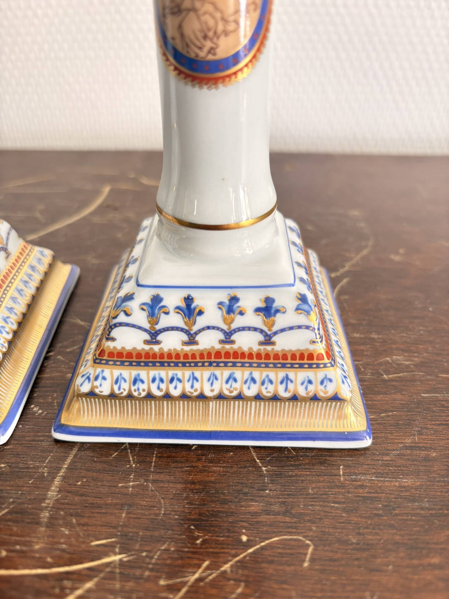 Old Pair of Porcelain Candle Holders Alegre Maison Mottahedeh Chinese Model Lu