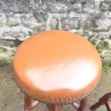 Pair of studded leather bar stools