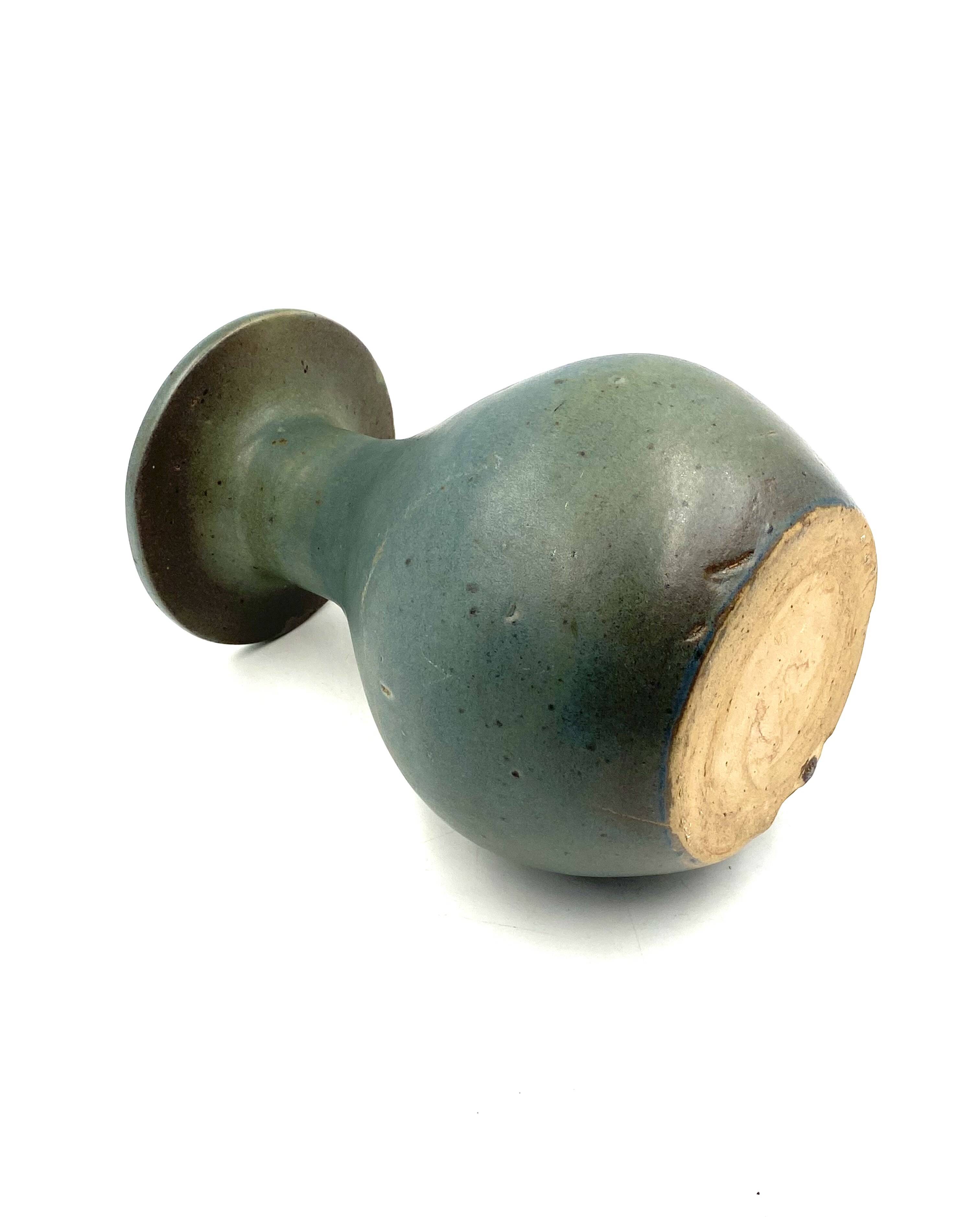 Midcentury light blue ceramic vase, France 1960s