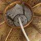 Suspension made of rattan and wicker