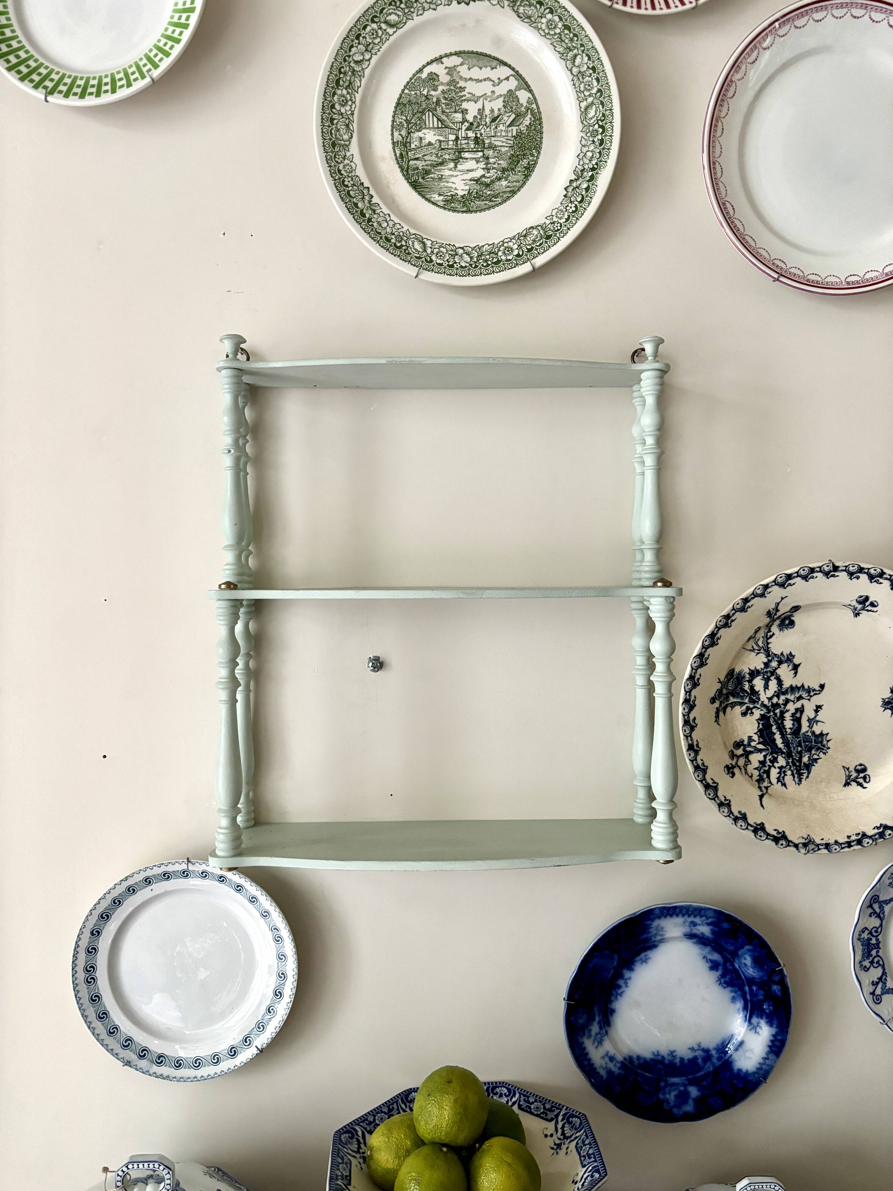 Étagère murale 3 tablettes en bois bleu ciel
