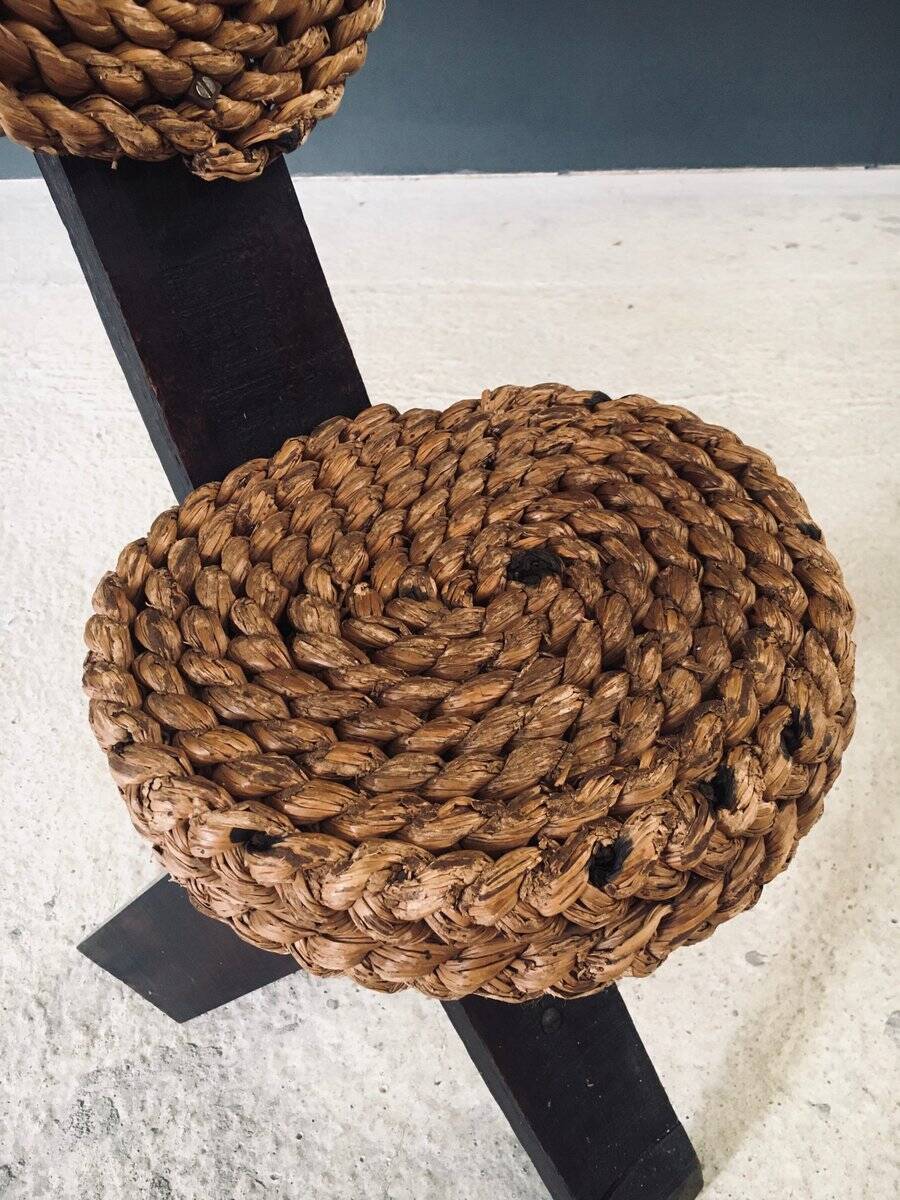 Mediterranean Tripod Side Chairs by Audoux Minet, France, 1950s, Set of 2