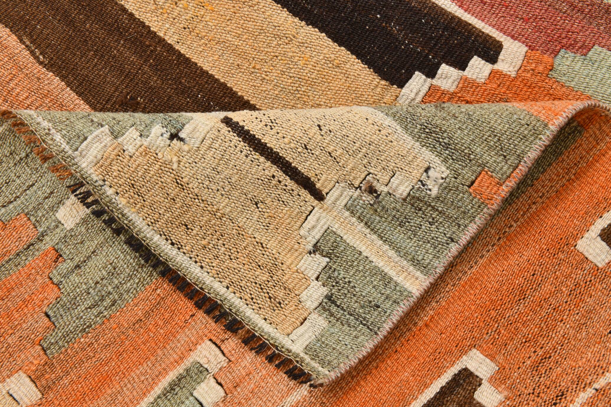 Tribal Pattern Vintage Kilim Runner Rug, 80x347Cm