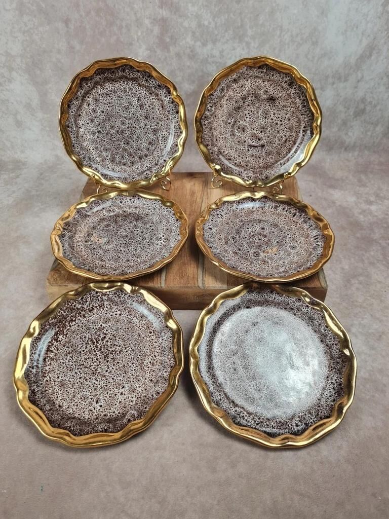 Set of 6 dessert plates – Marius Giuge Vallauris – Rare pieces & collection