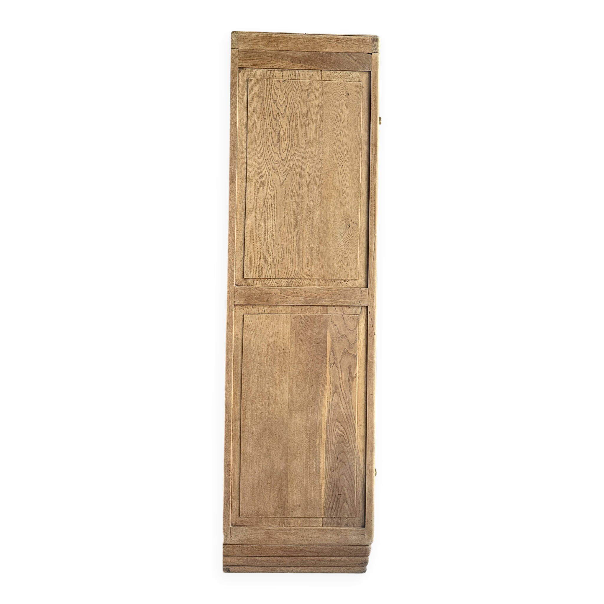 Large asymmetrical Art Deco wardrobe with three doors in oak (renovated)