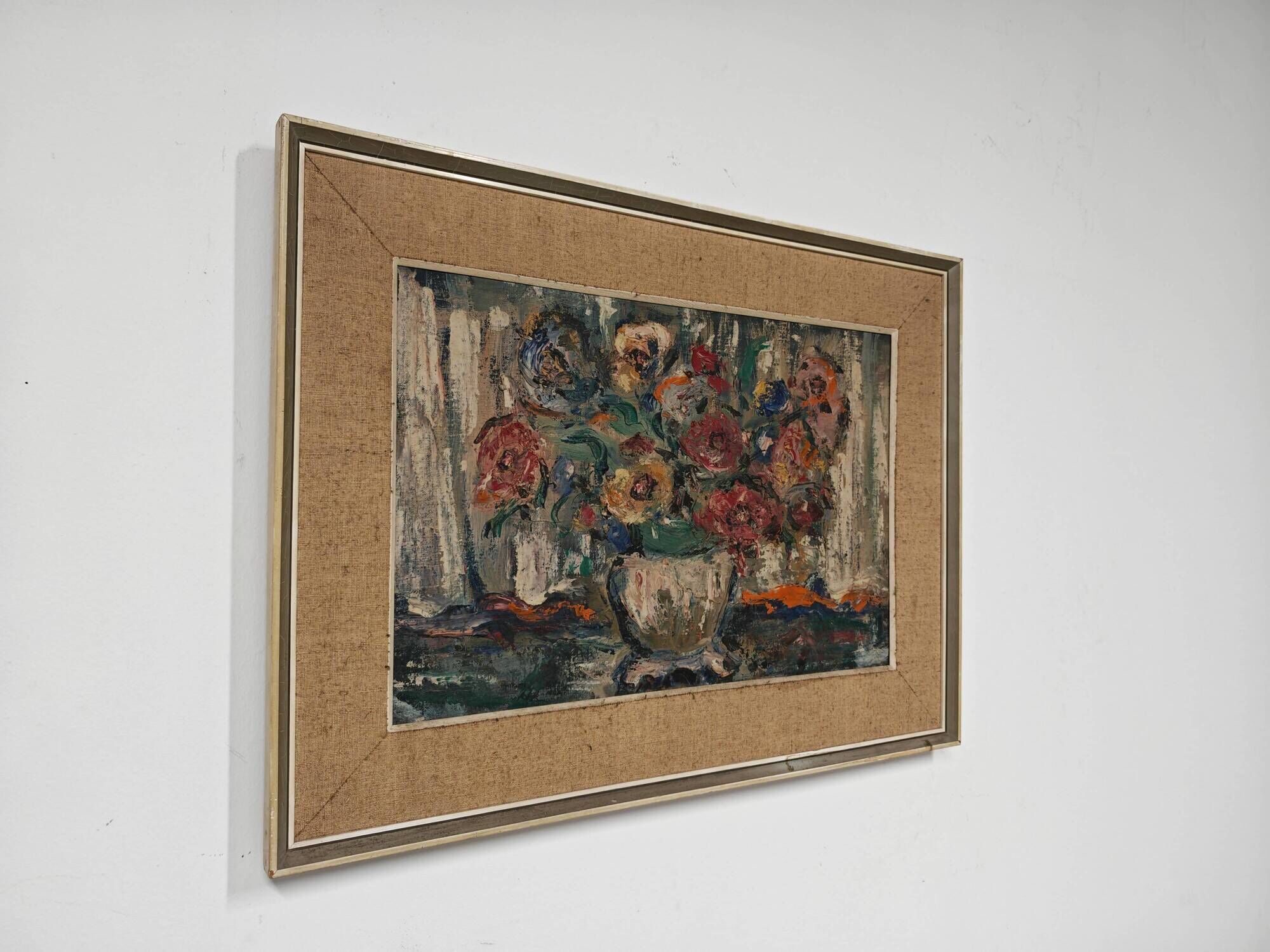 Modernist oil on canvas 'Flowers' by Branislava Modelska-Jovanovic