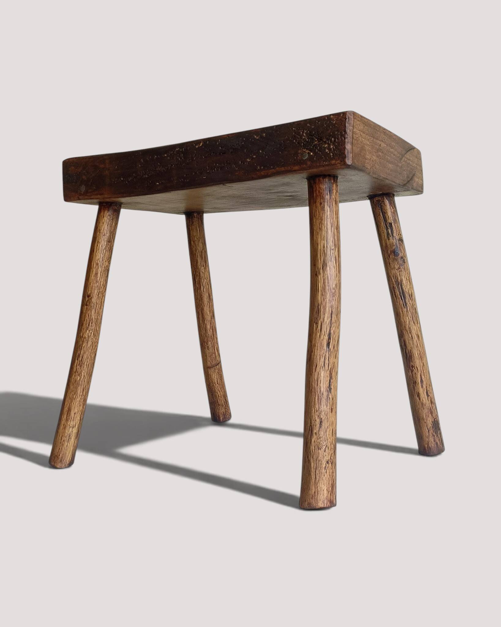 Rustic European Solid Wood Accent Side Table or Stool