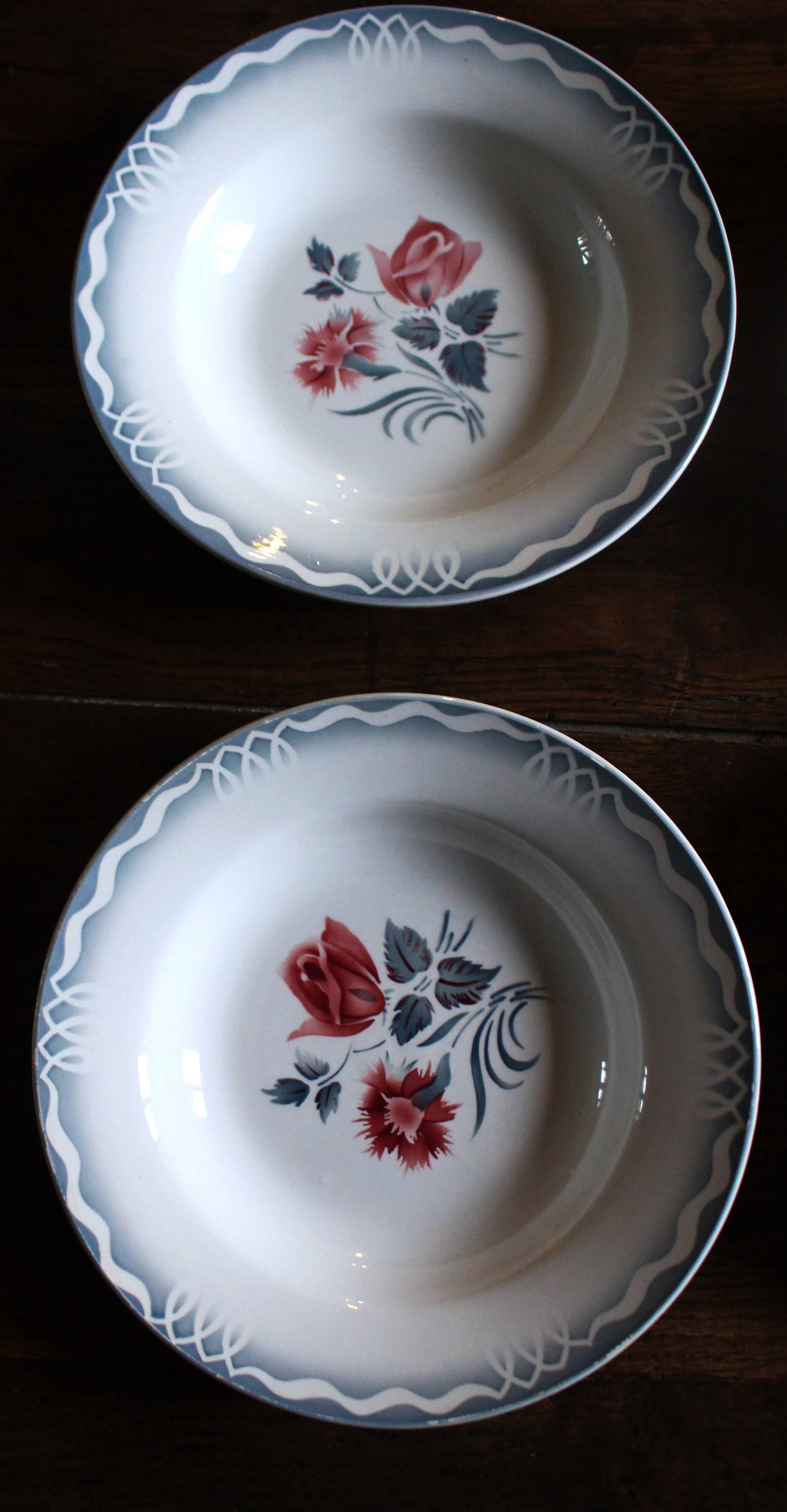 6 Art Deco deep plates Marinette Juliette Digoin Sarreguemines Badonv