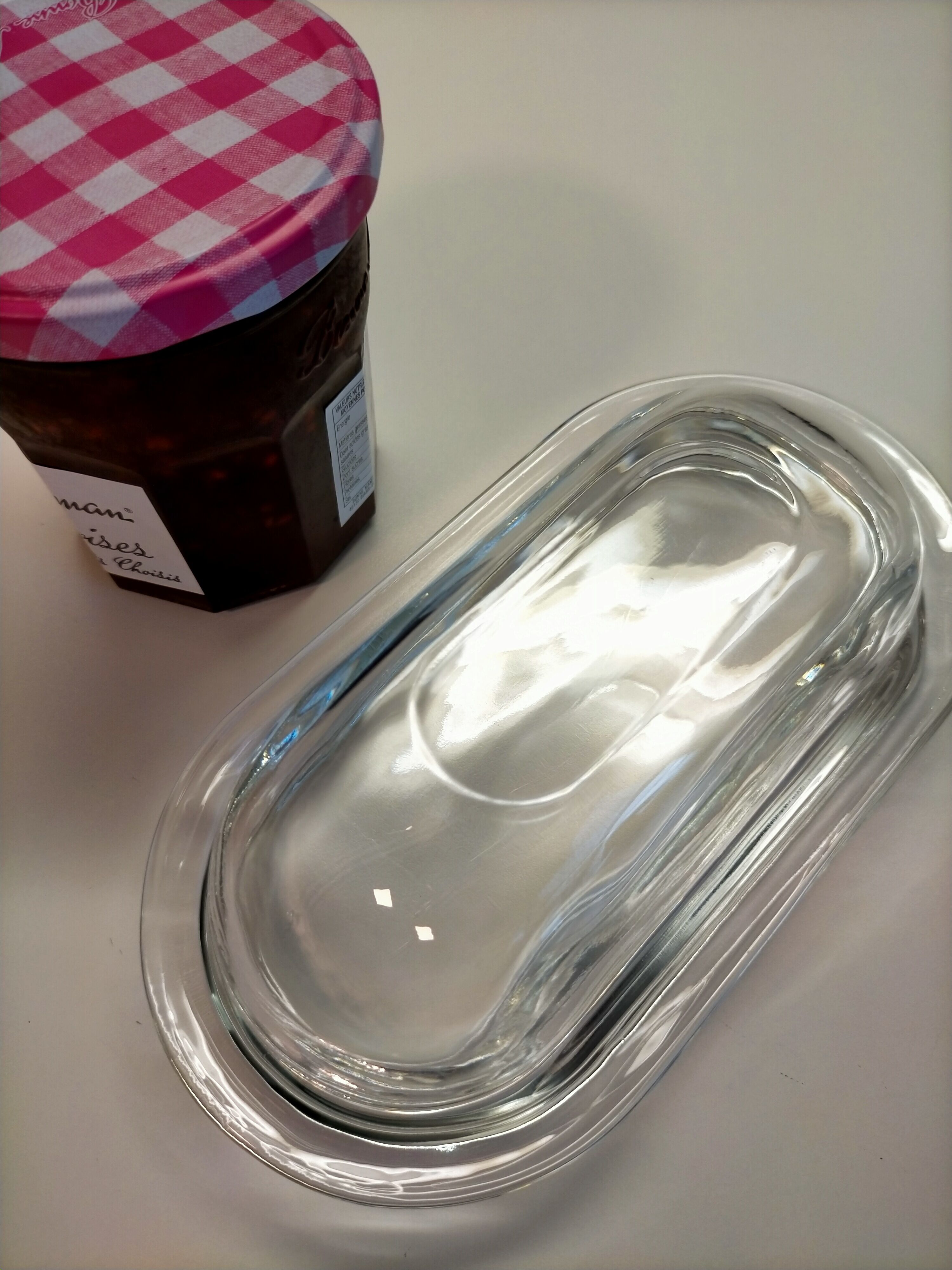 Vintage moulded glass butter