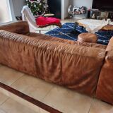 Vintage brown aged leather sofa