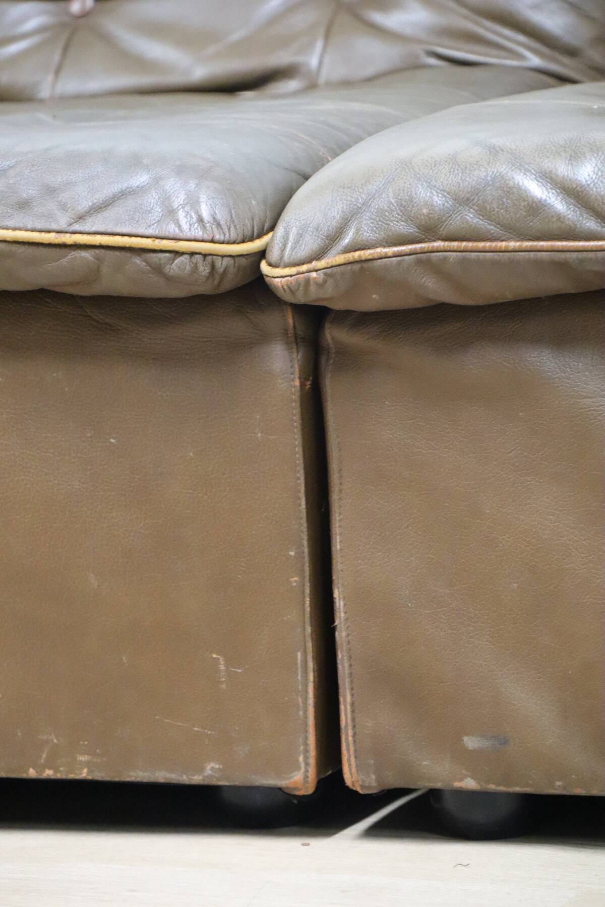 Vintage modular patchwork leather sofa, 1970s