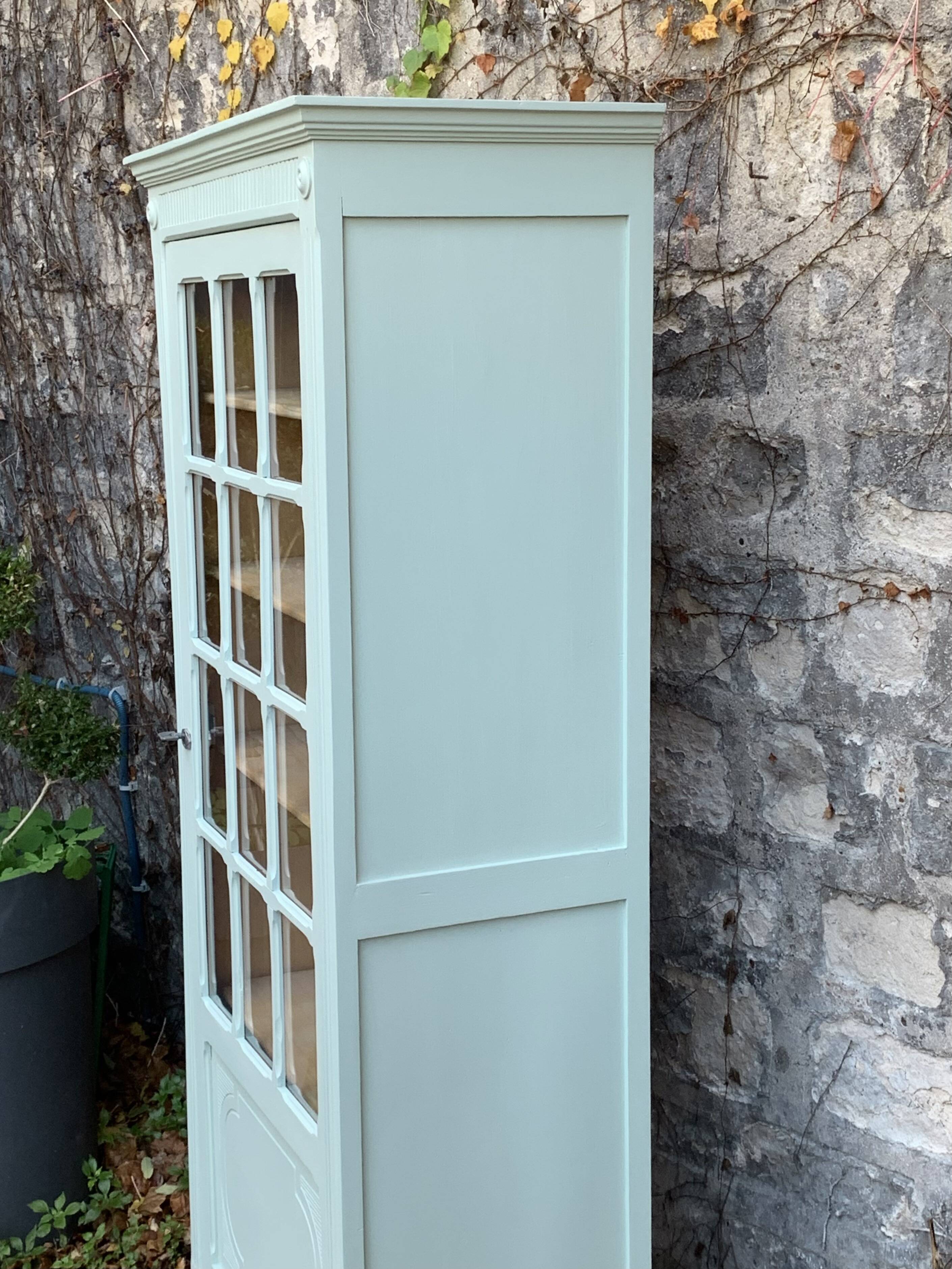 Antique celadon glass Parisian wardrobe H162