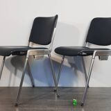 Set 5 chairs stackable Mauser in aluminium and leather, vintage 1960