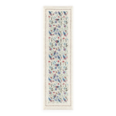 Hand-Knotted Silk Runner Rug for Hallway, Ivory Floral Vine Design Rug for Kitchen