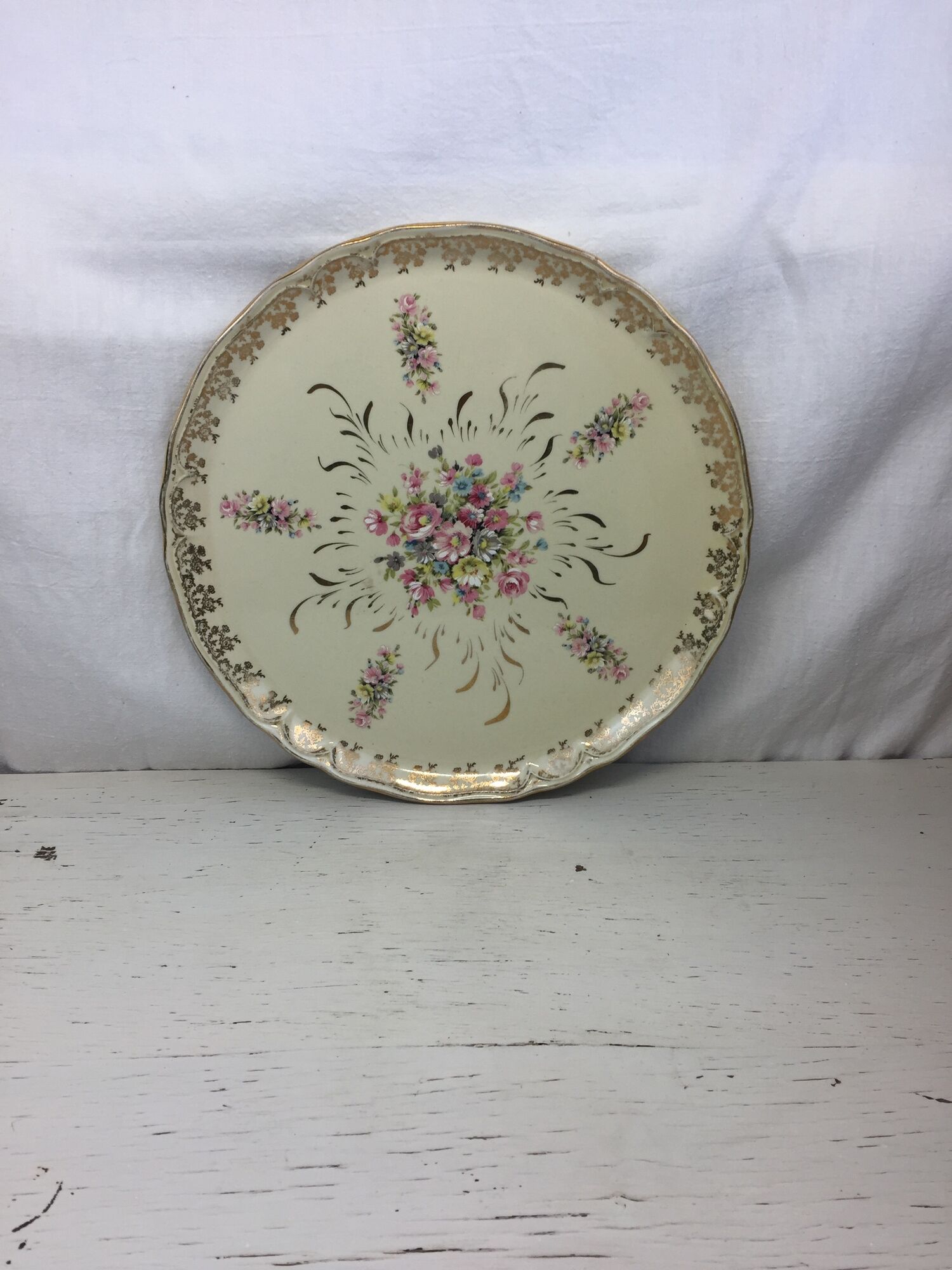 Round dish floral decoration made in france porcelain Limoges