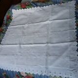 Old pair of pillowcases with openwork embroidery, monogrammed AR, 79x79cm.